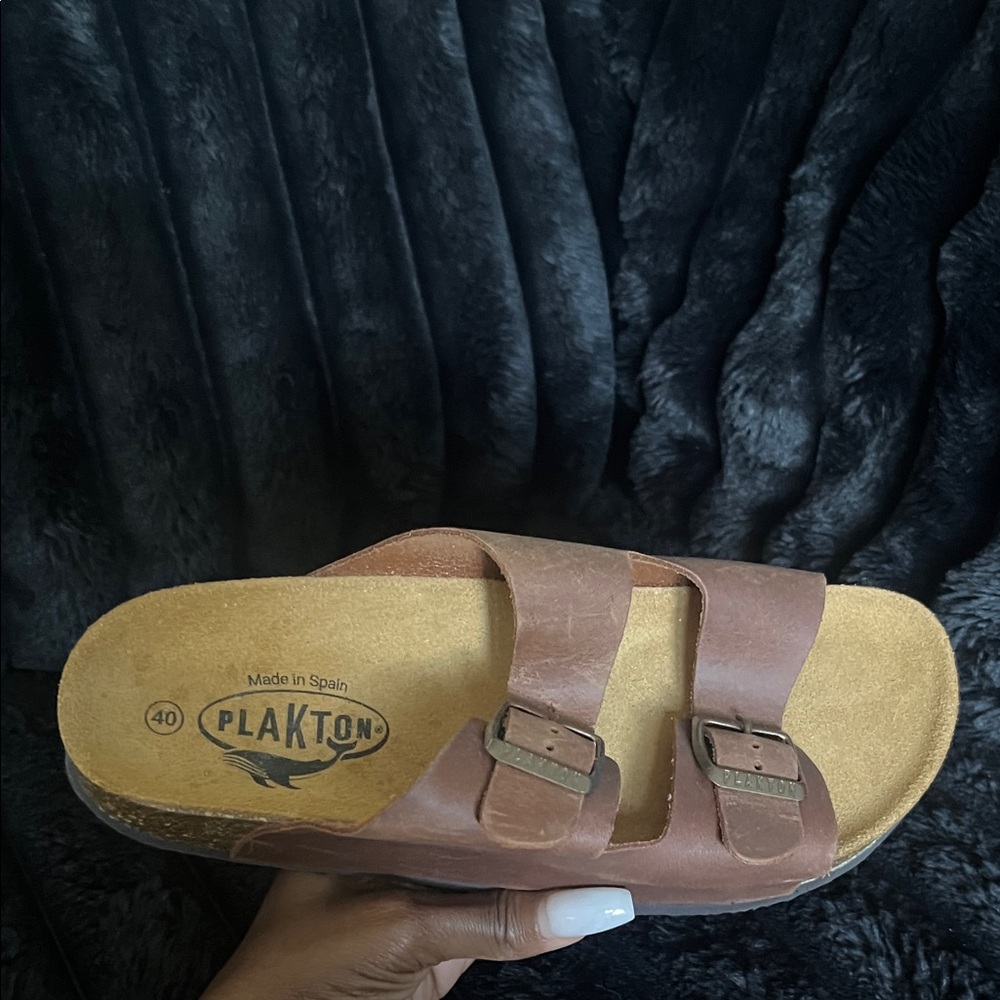 Plakton Brown Leather Sandals - Picture 2 of 5